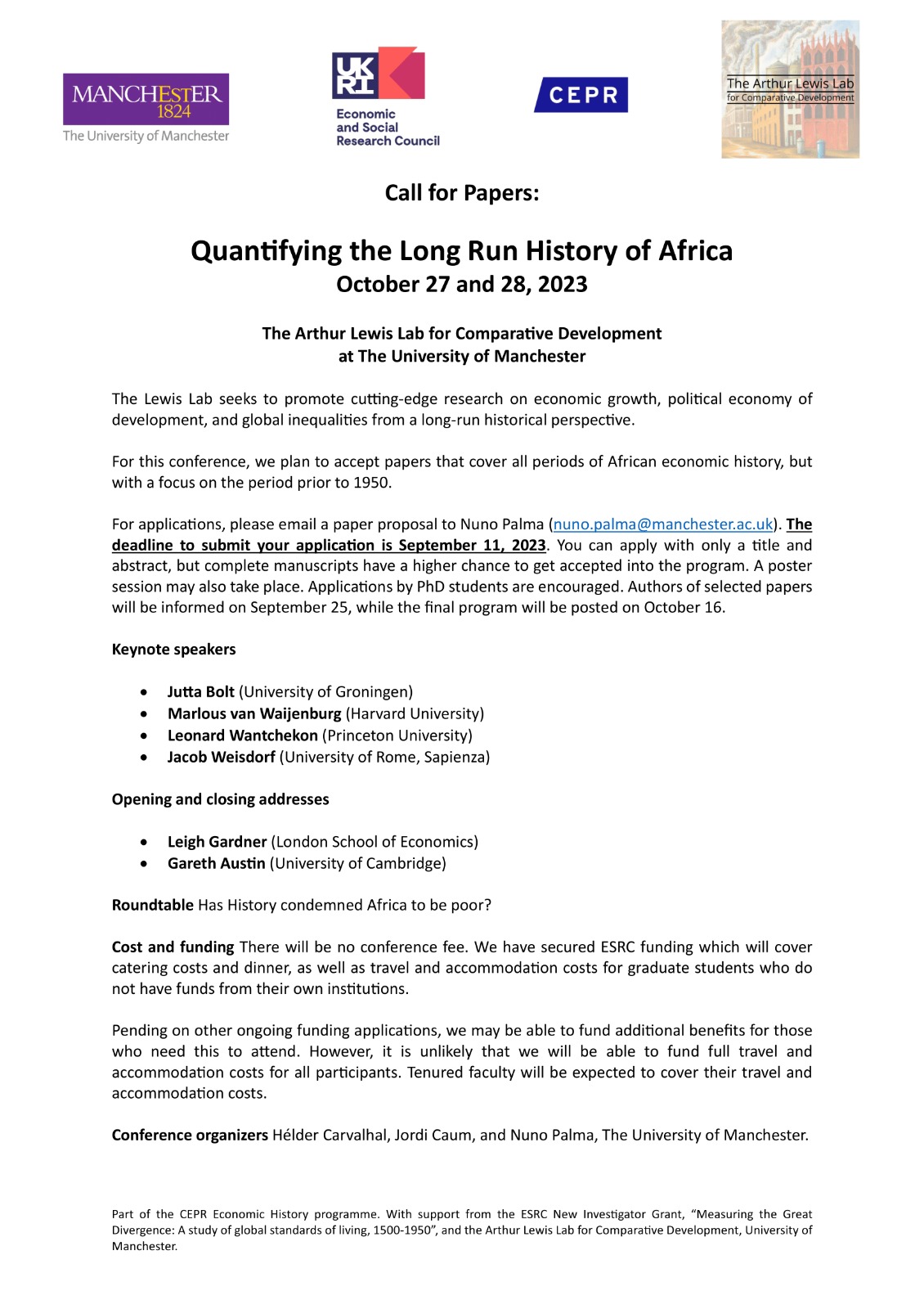 Call for papers: Quantifying the Long Run History of Africa