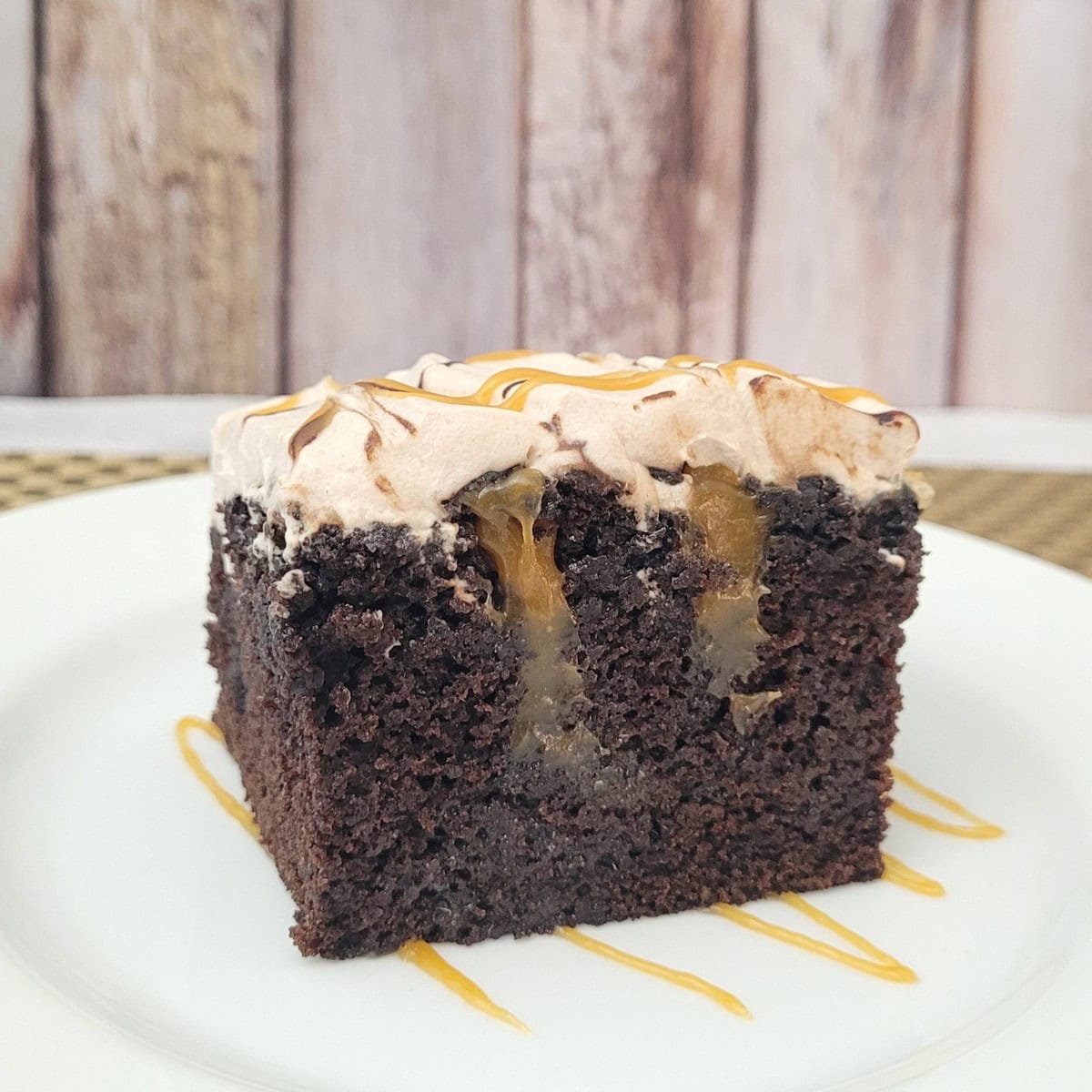 Chocolate Poke Cake with Caramel