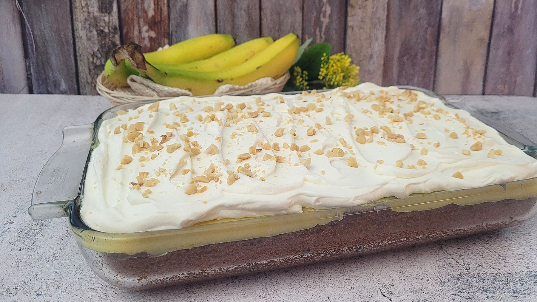 Easy Peanut Butter Banana Poke Cake